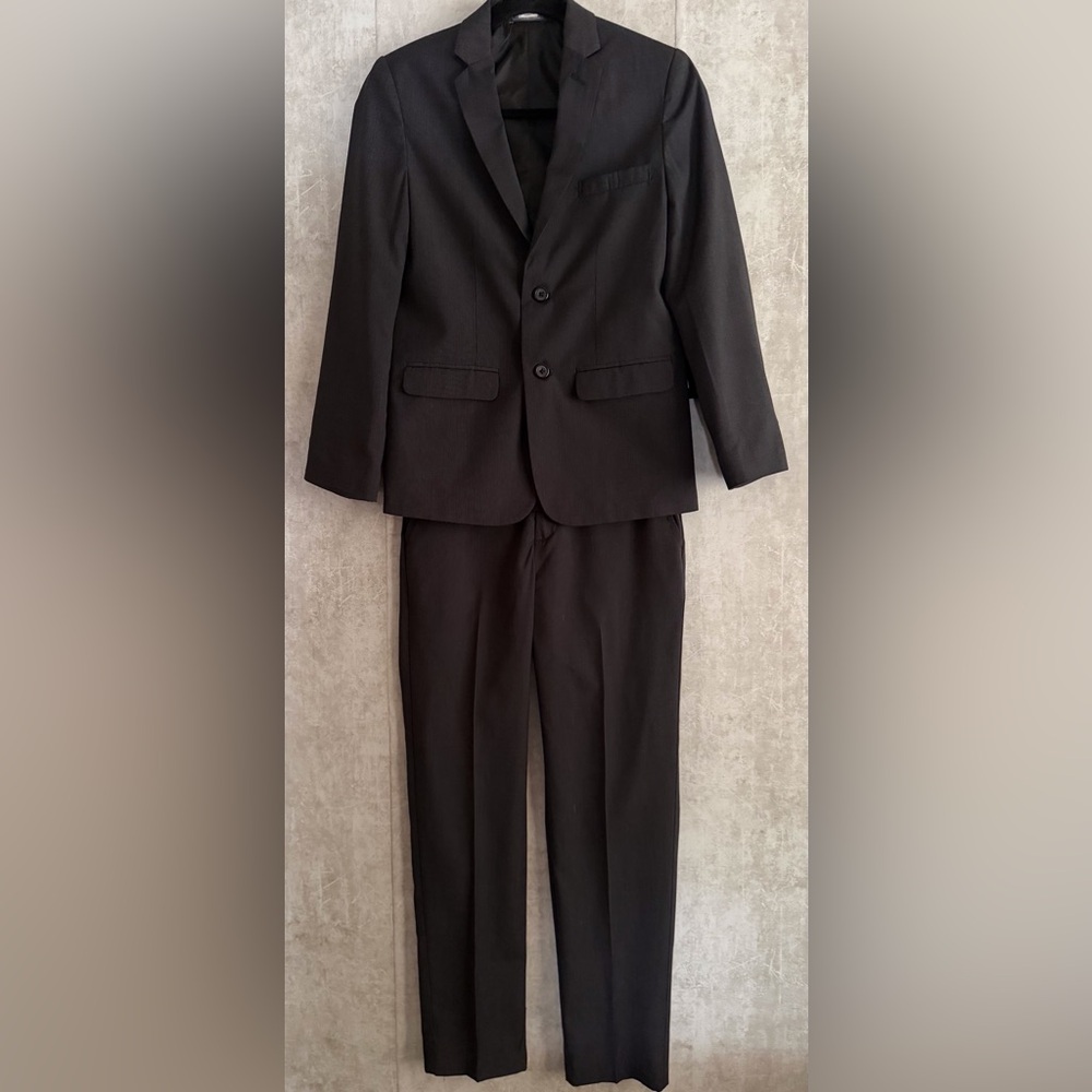 VTG VAN HEUSEN ProfessionalTailored Blk Pin Stripe Women Jacket Pant Suit Sz14/4